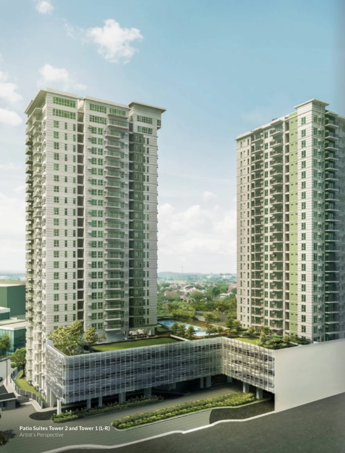 Premium condominium tower rising against a clear sky