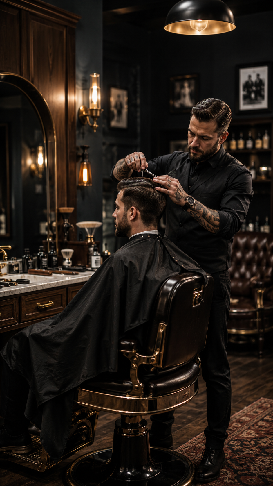 Close-up barber service at Charlie the Barber